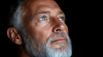 Obraz premium Thoughtful senior man gazing upwards (1)