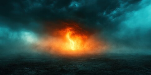 Fototapeta premium Abstract Lightning Strikes in a Dark and Stormy Sky Landscape