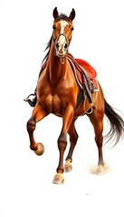 Obraz premium A powerful saddle bronc horse, isolated on white, livestock, isolated