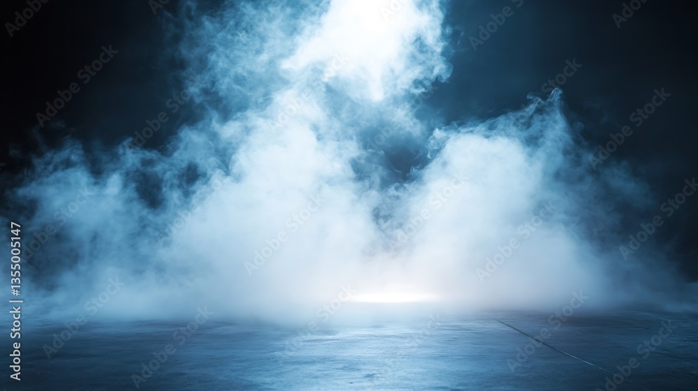 Aufkleber Mysterious Fog and Smoke Creating an Eerie Atmosphere in Dark Setting : Generative AI
