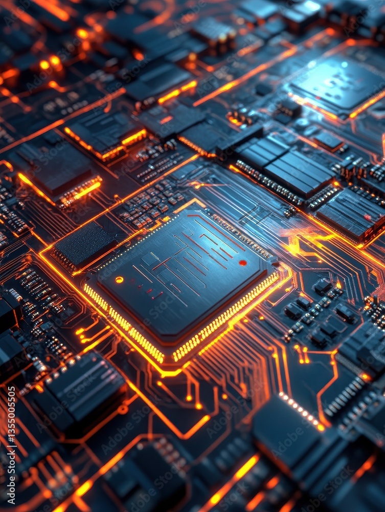Poster high-performance cpu microchip and circuit technology driving digital infrastructure forward.