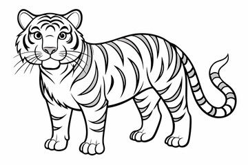 coloring page line art the tiger black vector