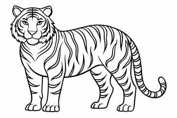 coloring page line art the tiger black vector
