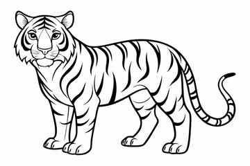 coloring page line art the tiger black vector