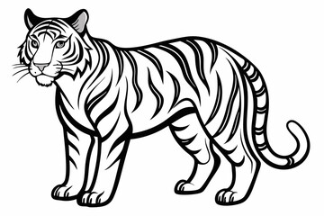 coloring page line art the tiger black vector