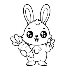 Bunny love to carry carrots, for coloring