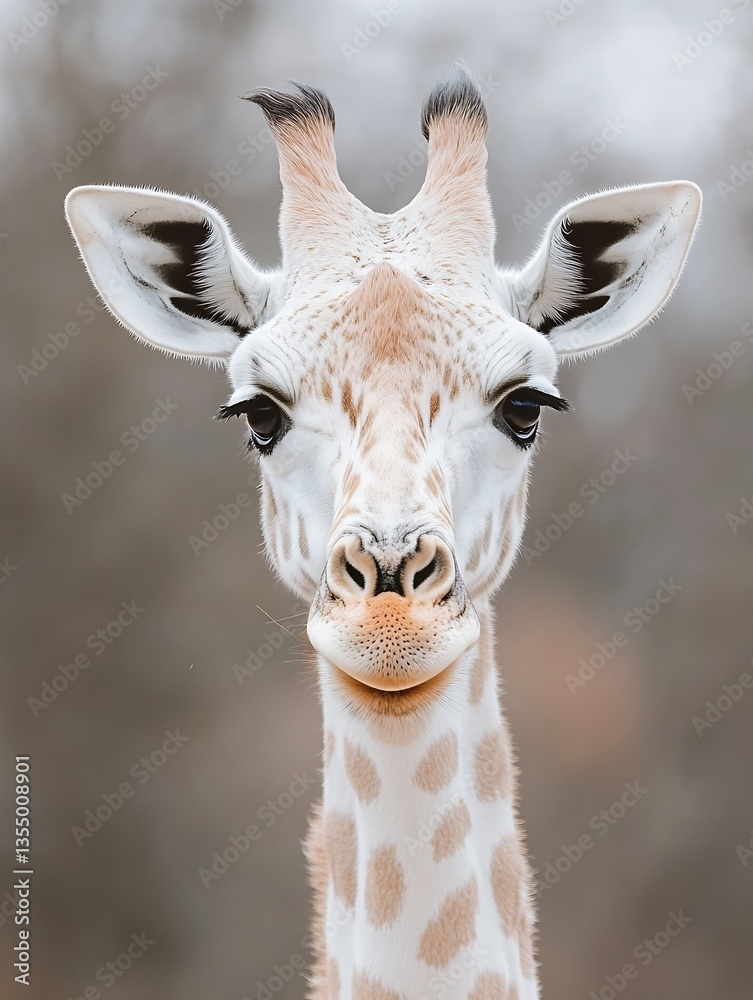 Aufkleber majestic giraffe portrait showcasing its unique features and gentle expression against a natural bac