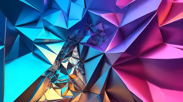 Polygonal Abstract Background with Geometric Pattern in Blue Orange Yellow and Purple