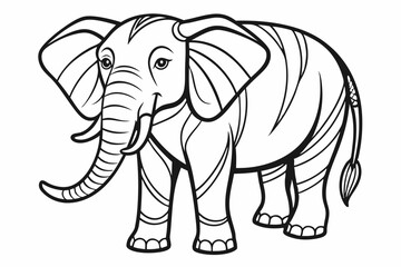 coloring page line art the elephant black vector
