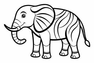 coloring page line art the elephant black vector