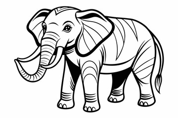 coloring page line art the elephant black vector