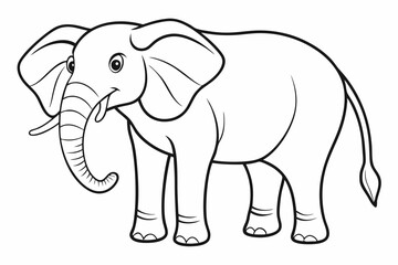 coloring page line art the elephant black vector