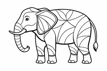 coloring page line art the elephant black vector