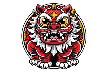 Vibrant hand-drawn illustration of a Chinese New Year lion dance, featuring intricate details of the lion's costume and energetic performers.