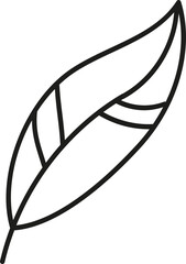 boho easter Stylized outline of a leaf in black on a white background. in doodle style