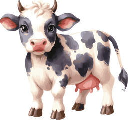 A watercolor vector illustration of a cow