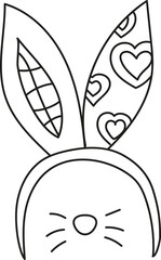 boho easter Cute bunny face illustration with decorative ears. in doodle style