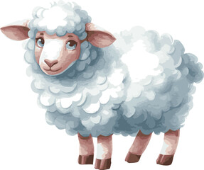 A watercolor vector illustration of a sheep