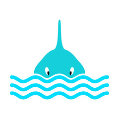 Vector illustration of a shark with shark fins.