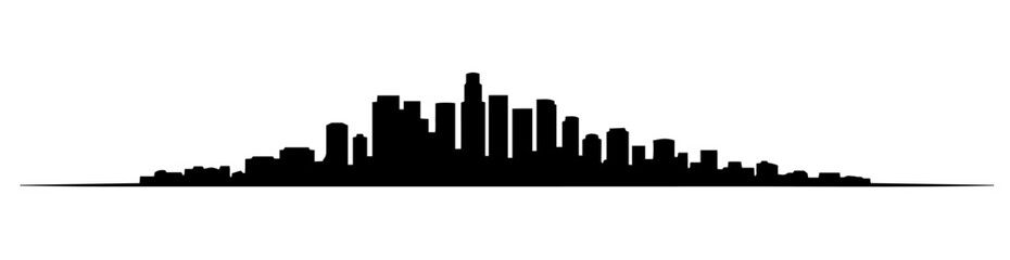 modern city skyline with skyscrapers black vector print shape engraving silhouette