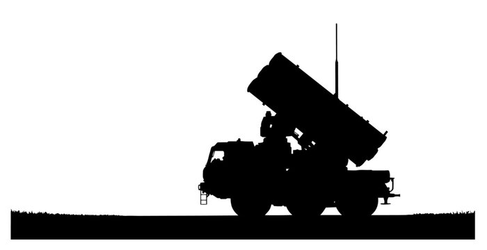 black silhouette missile launcher on white clip art preview