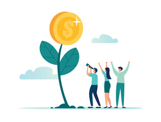 vector illustration, Financial or investment growth, increased profits and capital gains, success in the concept of money management