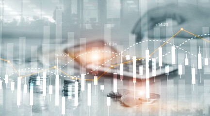 Fototapeta premium Financial Stock Market Graph. Website Economic Banner