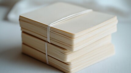 Stack of Blank Paper Sheets Tied with String