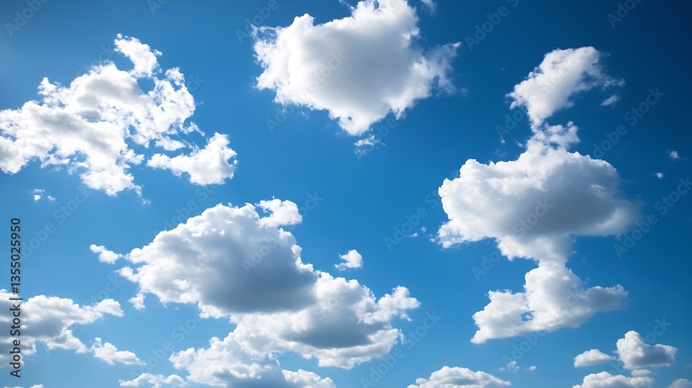 Aufkleber beautiful blue sky with fluffy white clouds creating an idyllic and peaceful atmosphere : generative