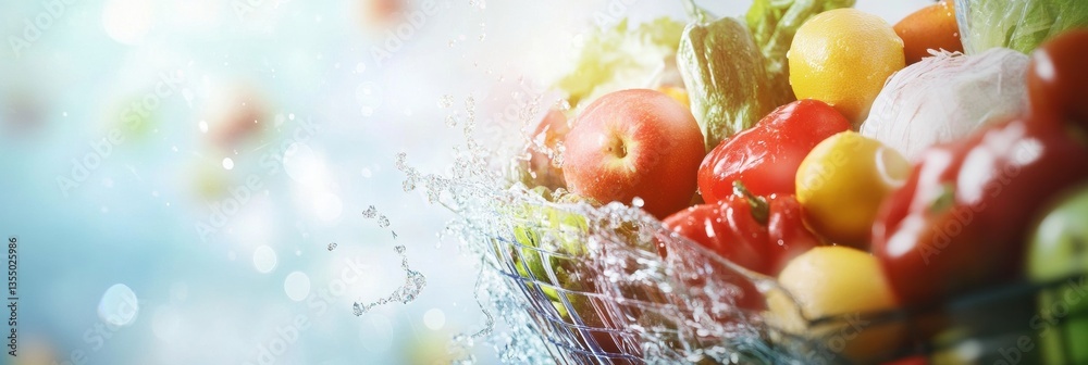 Aufkleber Fresh groceries create a vibrant wave in a dynamic abstract background with fluid motion and smooth gradients