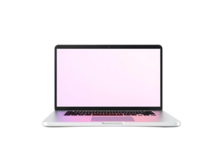 Modern laptop with a blank screen on a transparent background