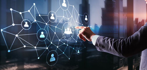 People network structure. HR - Human resources management and recruitment concept