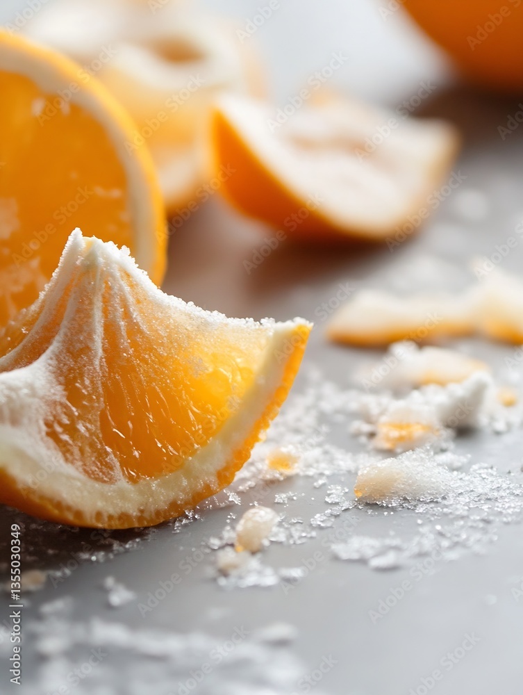 Aufkleber beautiful close up of fresh orange slices with sugar for a vibrant and refreshing food background : 