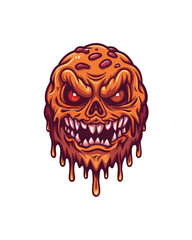 A grotesque, melting creature with distorted features, dripping viscous substances.  Show extreme detail of its warped anatomy.