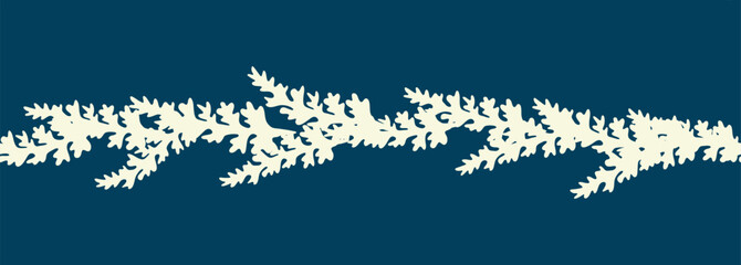 Decorative seamless vintage pattern in classic style with flowers and branches. Silhouettes of flowers, Two-color horizontal ornament in pastel colors, border