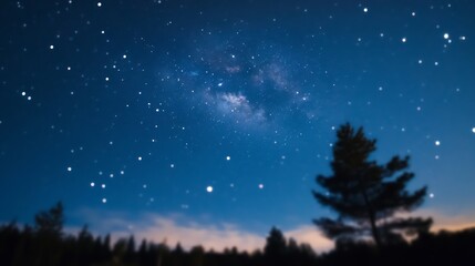 Stunning night sky filled with bright stars above tranquil forest landscape : Generative AI