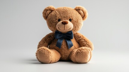Obraz premium Studio Teddy Bear Sitting, Bow Tie, White Background