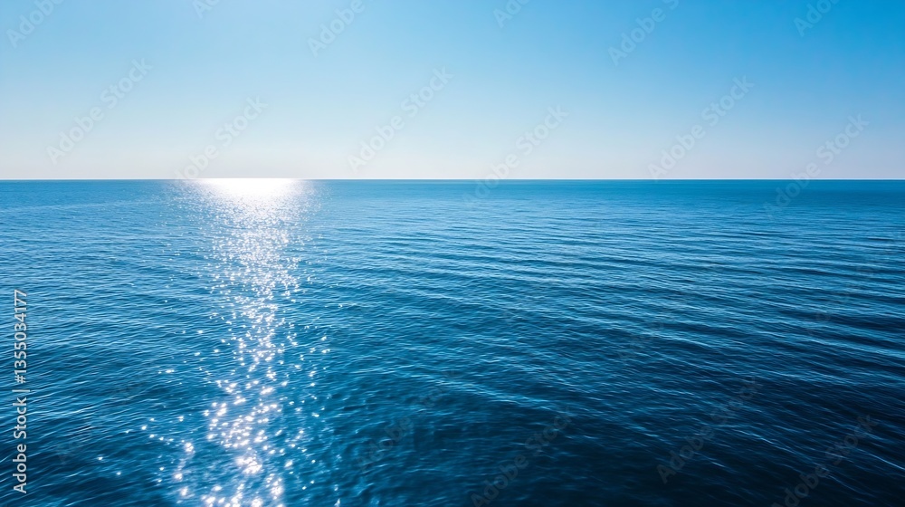 Poster serene seascape showcasing tranquil blue ocean waves shimmering under the bright sunlight creating m