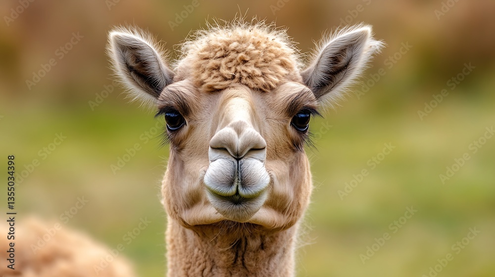 Poster playful close up portrait of a curious camel's face showcasing high detail and expressive eyes : gen