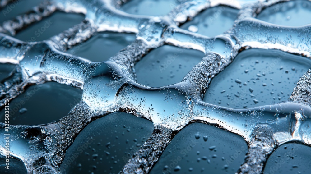 Aufkleber The image is of a blue surface with a pattern of ice and water droplets