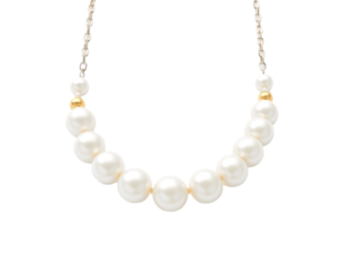 Elegant Pearl Necklace on Transparent Background