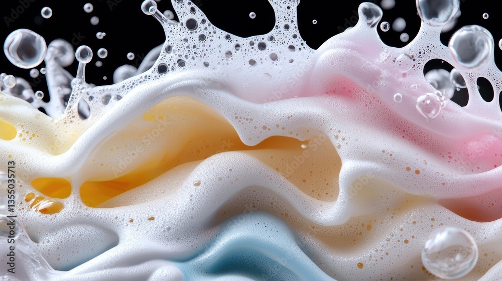 Poster A colorful splash of foam with bubbles in the background