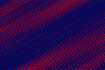 Naklejka premium Abstract background with red triangle dots. Triangle liner halftone geometric background. Halftone triangular retro 80s pattern. Minimal style retro dynamic wallpaper. 