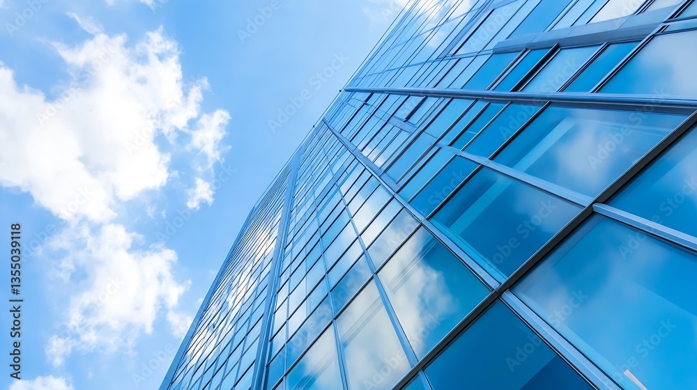 Poster Impressive glasswalled skyscraper reaching towards the sky showcasing modern architecture and design : Generative AI