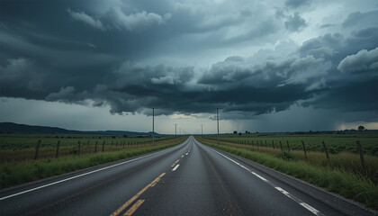 storm clouds over the road