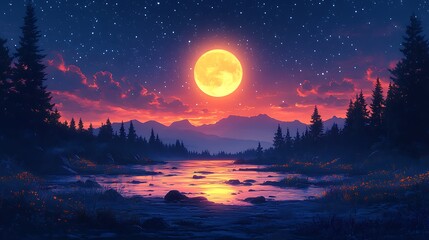 Obraz premium Moon luxury design bedroom wallpaper glow high resolution hd image