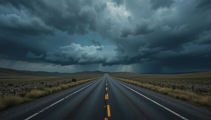 storm clouds over the road