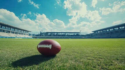 American Football on a Sunny Day at a Modern Stadium: A Game Day Ready Scene