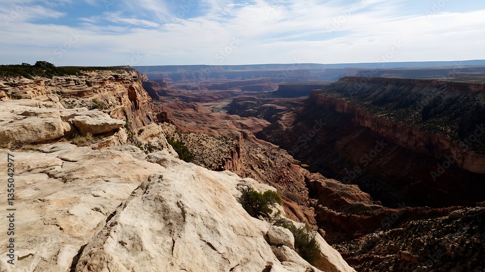 Aufkleber breathtaking panoramic view of a vast canyon with rugged rock formations under a bright sky : genera
