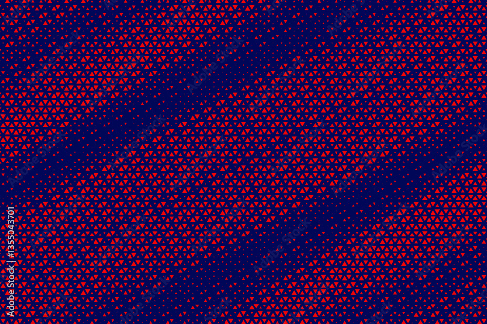 Poster Abstract background with red triangle dots. Triangle liner halftone geometric background. Halftone triangular retro 80s pattern. Minimal style retro dynamic wallpaper.	